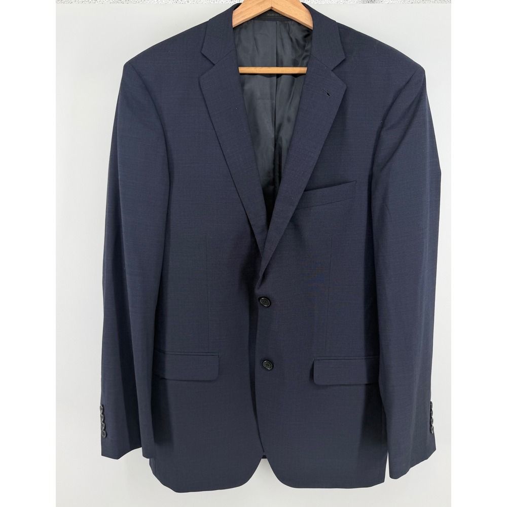 Tallia Mens Suit Jacket Navy Blue Wool Blazer 2 Button 40L 0978